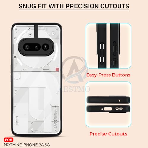 Image of AESTMO Nothing Phone 3A 5G Back Cover | 360 Protection | Crystal Clear Hard Back Transparent | Bumper Case for Nothing Phone 3A 5G (PC+TPU, Black Bumper)