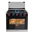 CAMPLUX Elite 21-Inch RV Stove Oven Combo with Flame Failure Protection, 1.8 Cu.ft RV Propane Oven with 3 Burners Cooktop, 28,100 BTU, Slide-In RV Range Oven for Camper, Trailer, Black