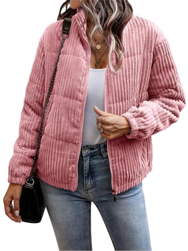 shownicer Jacke Damen Cordjacke Langarm Übergangszeit Jacke mit...