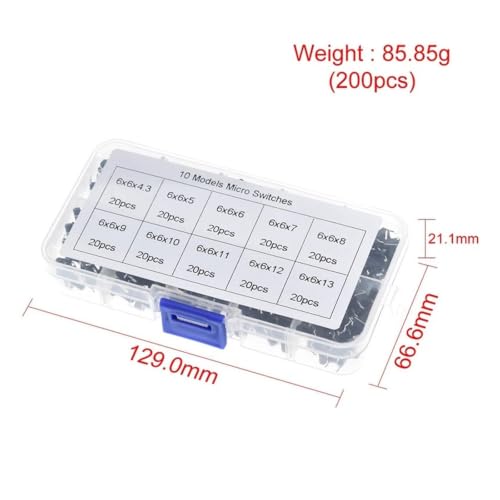 Interruptor botón táctil micro 6x6 llave dip 4p para reparación electrónica 100 piezas 6