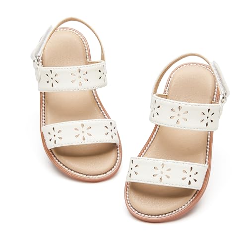 Image of PHIRAMIN Toddler Girl Sandals - Flower Girl Dress Shoes Open Toe Little Kid Flats