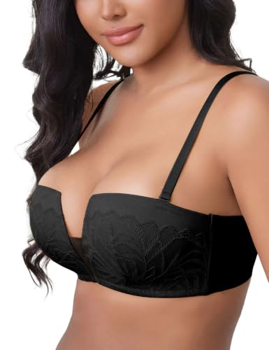 Image of Wireless Push Up Balconette Bras for Women Add 1 Cup Seamless Bra