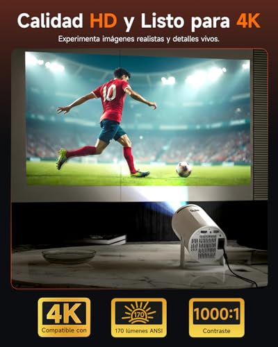 Proyector portátil 4K con Auto Keystone para evitar imágenes deformadas en casa 2