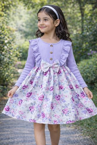 Image of Buy & Try by Dharmikaay Girl's Lycra Floral Printed Frock Dress for Girls Short Frock Baby Princess Western Dresses| Stylish Fancy Kids Clothing for New Year, Fashion.
