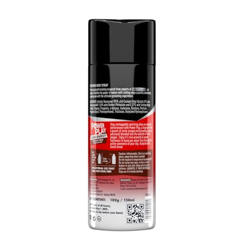 Image of Smart And Handsome Power Play Turbo Energy Perfumed Body Spray For Day Long Freshness,150ml, Dermatologically Tested, Non-Irritant Formula, Zesty Orange & Grounding Base of Patchouli with Black Pepper
