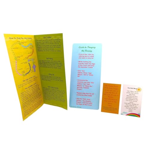 Westmon Works How to Pray the Rosary Complete Beginers Set with Wooden Beads Two Holy Cards and Large Easy Instruction Guide Students Pamphlet2