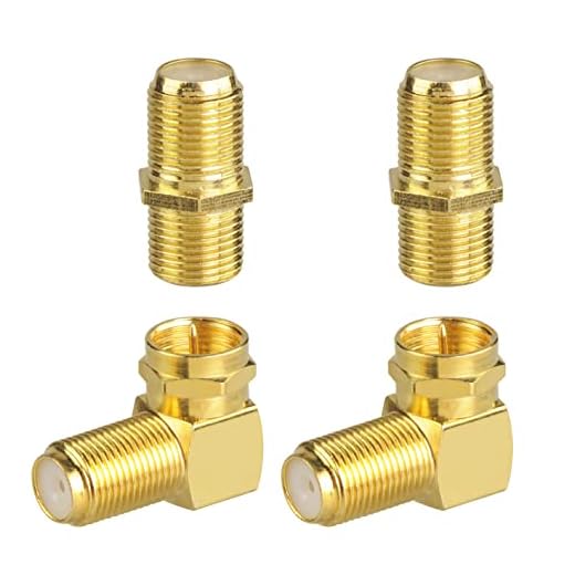 VCE Coaxial Cable Connector and Right Angle RG6 Coax Cable Extender, F-Type Gold Plated Adapter Female to Female for TV Cables, 4 Pack