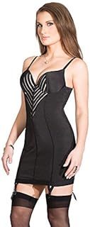 Coquette Women's Sheer Striped Chemise, Black, Small