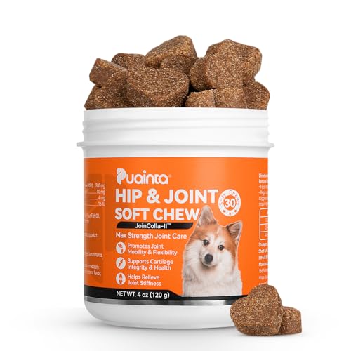 PUAINTA Advanced Collagen for Dogs & Cats Hip & Joint Supplement with Glucosamine, Chondroitin, MSM, Dog Joint Pain Relief, Multivitamin Treats for Small, Medium Large Dog Mobility-30 Soft Chews