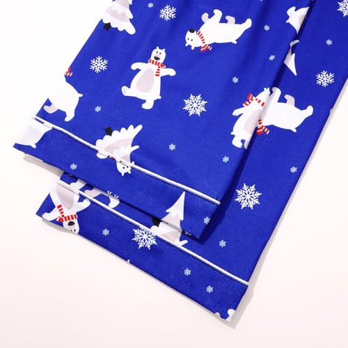 Weixinbuy Christmas Pjs for Family Pajamas Matching Sets Long Sleeve Button Down Holiday Sleepwear Xmas Jammies Loungewear Set for Couples/Men/Women/Kids - Blue,Men/XXL by Weixinbuy - Image 7