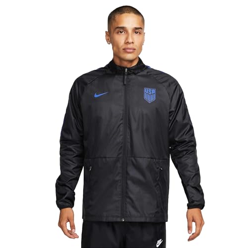 Nike U.S.A Repel Academy AWF Men's Soccer Jacket (US, Alpha, Large, Regular, Regular, Black/Bright Blue)