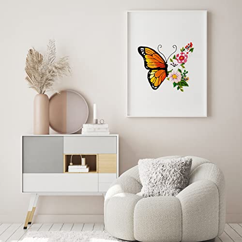 Image of Louise Maelys Butterfly Flower Embroidery Kits Stamped Cross Stitch Kit for Adults Beginners Needle