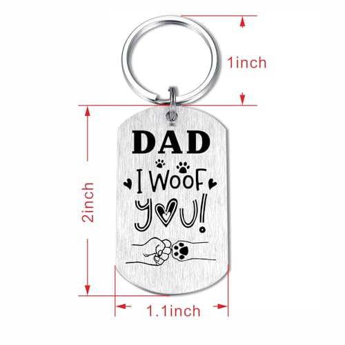 Image of Laluminter Fathers Day Dog Dad Gifts - Best Dog Dad Ever Keychain - I Woof You Gift from Doggy to Daddy