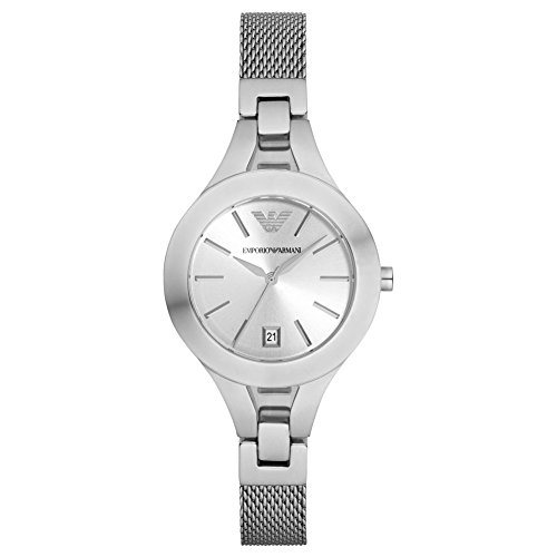 Emporio Armani Chiara Womens Quartz Watch with Silver Dial and Silver Stainless Steel Bracelet AR7401