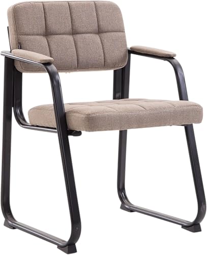 CLP Chaise avec Accoudoirs Canada B Rembourrée, Visiteur & Conférence, Tissu, Piétement Métal Noir Mat, Salle d'Attente, Couleur:Taupe
