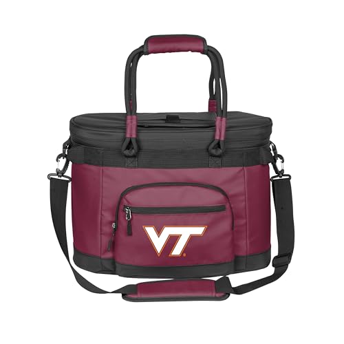 Logo Brands NCAA Virginia Tech Hokies 35 Can Flex Cooler -Collapsible Heat-Sealed Leak-Proof Lining Soft Cooler with Easy-Access Top Hatch for Tailgating, Camping, Beach, and Game Day