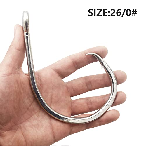 Super Giant Fishing Hook 24/0-28/0 Forged In-Line Circle Hooks Shark & Swordfish &Tuna Hook Stainless Steel Big Game Hook Saltwater (Size 28/0-Pack Of 2) #TOP3