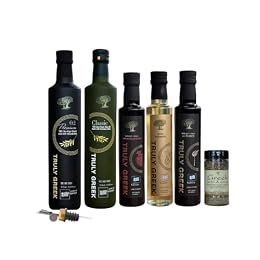 TRULY GREEK Chef’s Edition Gift Box - Premium Greek Extra Virgin Olive Oils, Gourmet Balsamic Vinegars, Authentic Herbs & Stainless Pour Spout - Cold Press, Low Acidity, High Polyphenols, Single Varietal Mediterranean Luxury Cooking & Entertaining Gift Set