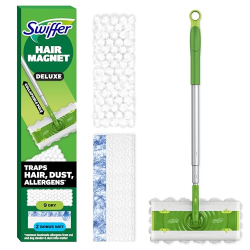 Swiffer Hair Magnet Deluxe Starter Kit Collapsible Pole, 9