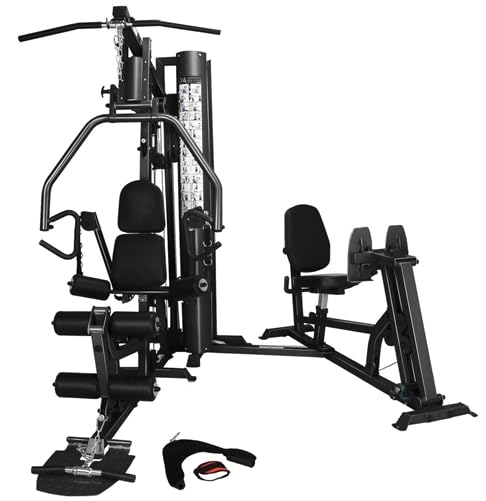 French Fitness X4 Functional Gym System with Leg Press - Compact, Full-Body Workout, Weight Stack, Leg Press & Calf Raises, Home Gym Equipment