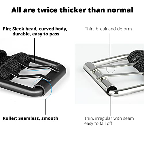 ダブルプロングベルト プラスサイズ 39~59インチ ブラックグロメットナイロンベルト メンズ レディース, ブラック, 47'' (waist 36-39)