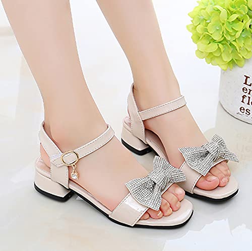 Girls' Sandals Toddler Princess Sandals Beach Shiny Crystal Non-Slip Shoes Baby Girls Kids Girl's Shoes (Beige, 1.5 Big Kids)2