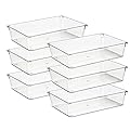 Ravinte 6 Pack Drawer Organizer - 6" X 9" Plastic Storage Bins, Acrylic Organizers with Non-Slip Pads Clear Desk Storage Tray for Makeup, Jewelries, Kitchen Utensils, Bathroom and Office
