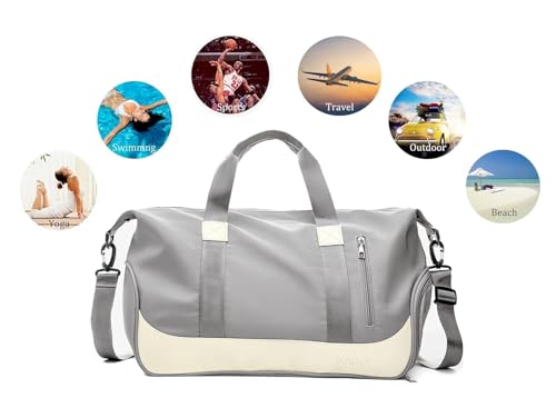 Image of Furn Aspire Lightweight Waterproof Sports Fitness Gym Duffel Yoga Weekend Travel Bag with Separate Shoes Compartment & Wet Pocket Men & Women (J. Grey)