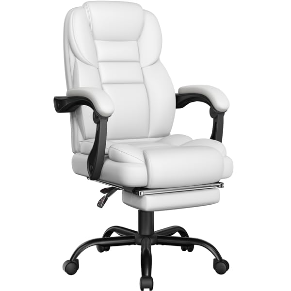 Yaheetech Chaise Bureau Ergonomique Fauteuil de Bureau en Similicuir Confortable Large Coussin Hauteur Réglable Dossier Inclinable Siège avec Repose Pieds...