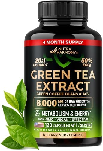 Green Tea Extract - 50% EGCG, Extra Strength 20:1 Extract - Natur...