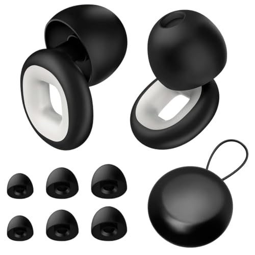 IKOPFLN 1 Jeu Bouchon Oreille Moto,Sommeil Protection Auditive,Bouchon d'oreille pour Dormir,Cadeaux,Super Douce et Réutilisable en Silicone Flexible,Version haut de gamme(Noir blanc)