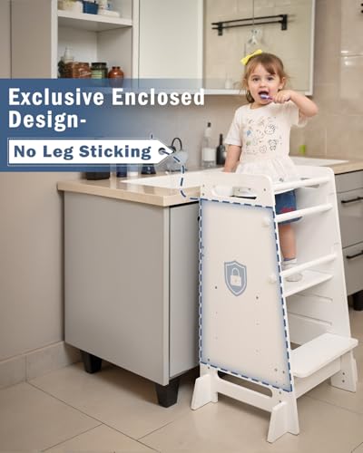 image for Mangohood Toddler Learning Standing Tower, Adjustable Height Kids Kitc