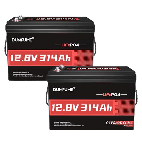 Image of 2 Packs 12V 314Ah LiFePO4 Lithium Batteries, 200A BMS 15000+ Deep Cycles 300Ah Battery, Low Temp Cutoff, 4.01kWh for Large RV Solar System & Off-Grid Power