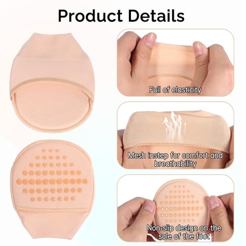 4 Pairs Ball of Foot Cushion Socks,Toe Topper Socks Half Socks for Women No Show Liner Toe Topper Socks Women Hidden Toe Covers Socks Toe Topper Liner Socks Women's Toe Cover with Padding2