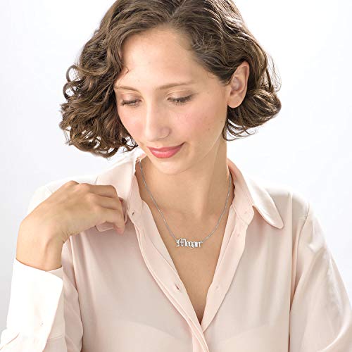 Personalized Old English Font Name Necklace -Custom Jewelry Sterling Silver Pendant