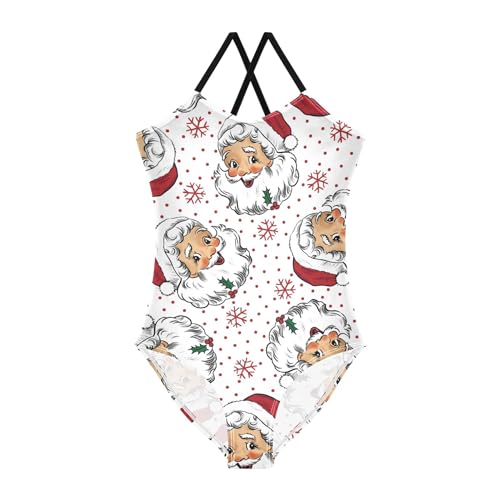 Christmas Santa Claus Baby Girls' Swimwear Quick Dry Toddler Girls One Piece Swimsuit Bathing Suits Size 3T-10Y