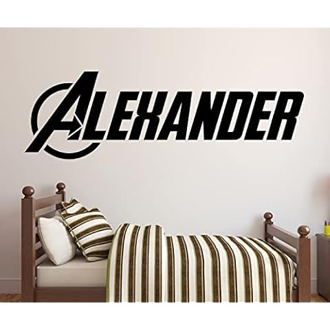 Personalized Superhero Name Wall Decal - Boy Name Wall Decal Nursery Wall Decoration - Superhero Decal Vinyl Wall Decal Boys Name Decal Vinyl Sticker (22" Wide) Cover