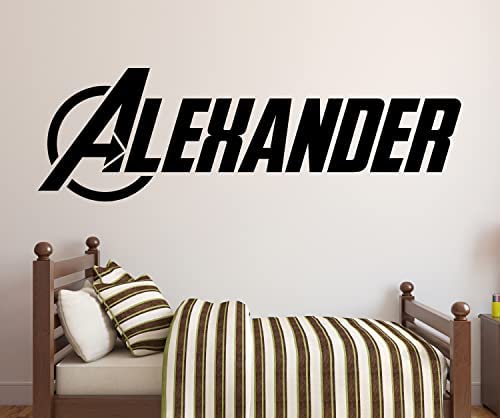 Vinilo decorativo nombre superhéroe personalizado 42" ancho