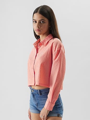 Image of The Souled Store Original Solids: Peach Women Oversized Shirts
