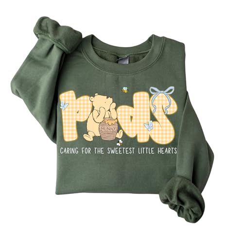 moonloom Pediatric Nurse Sweatshirt for Women, Peds Nurse Crewneck Little Patients Big Futures Cute Bear...