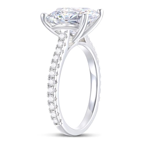 14K Gold Moissanite Engagement Rings 4 Carat 8x10mm Radiant Cut Moissanite Rings 14K White Gold Radiant Cut Engagement Ring for Women3