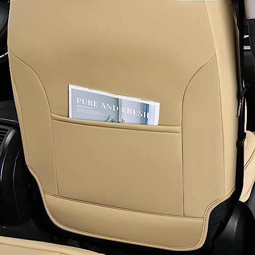 Image of FLORICH Seat Covers for Cars, Waterproof Seat Covers, Leather Car Seat Covers 2 Pack, Universal Seat Cushion Protector for Most Cars Trucks SUV-Beige
