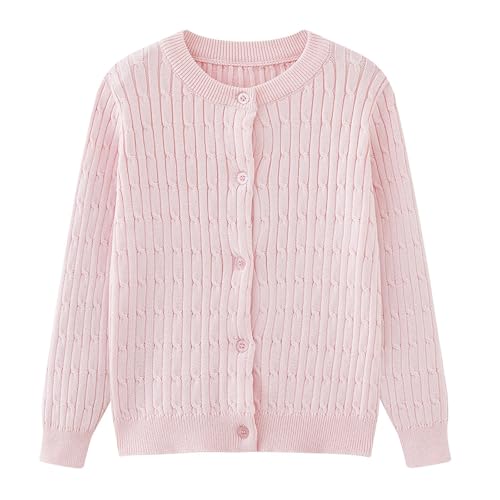 Kids Girls Rib Knit Cardigan Solid Color Button Closed Cardigan Sweater Boys Fall Long Sleeve Sweater Tops