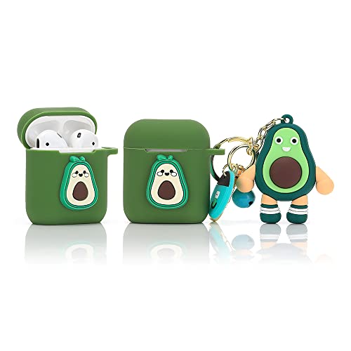 Derhom - Funda Divertida para Airpods de Silicona, Compatible con Apple Airpods 1 y 2 [Dibujos Animados Cinturón Muñeca Serie] (Avocado)