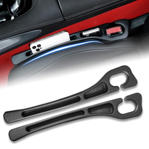 WJCGX Car Seat Gap Filler 2 Pack Built-in Storage Slot & Seat Belt Pass-Through Design No-Readjust Gap Blocker Organizer for SUV Truck Sedan Universal Fit Car Interior Accessories