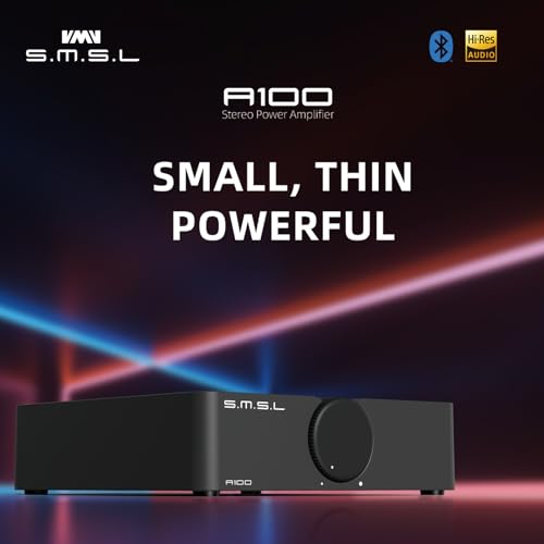 Image of S.M.S.L A100 Power Amplifier - High-Resolution 80W x 2 @ 4Ω Class D USB RCA Amplifier with Blue tooth 5.0 - 2.1 Amp HiFi Amplifier for Audiophiles