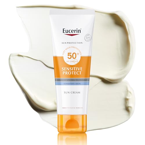Eucerin Sun Sensitive Protect Facial Sunscreen High UVA/UVB Protection SPF 50+ Water-Resistant Fragrance-Free Sun Protection For Sensitive and Dry Skin Suitable for Atopic Skin 50ml