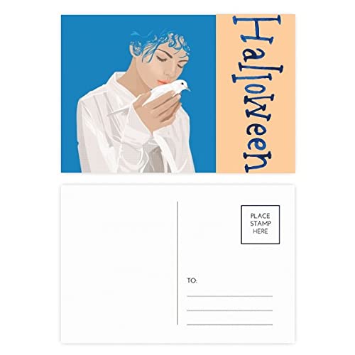 Cartes postales d'Halloween Peace Girl bleu anti-guerre - lot de 20