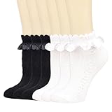 BIVOLU Calcetines de algodón con volantes y encaje para mujer, 5-9