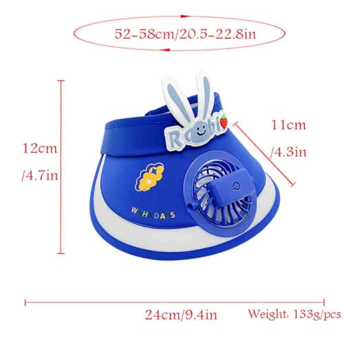 Cartoon Rabbit Sun Visor Hat with Fan for Boys Girls Adjustable Empty Top Beach Hats Outdoor Wide Brim UPF50+ Sun Hat2